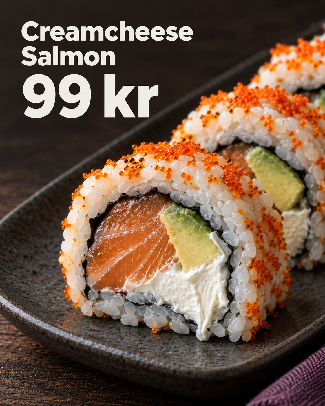 Exempel på inlägg för sociala medier med creamcheese salmon för 99 kr