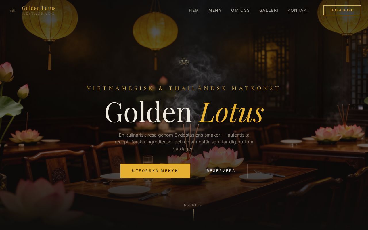 Skärmdump av Golden Lotus hemsida